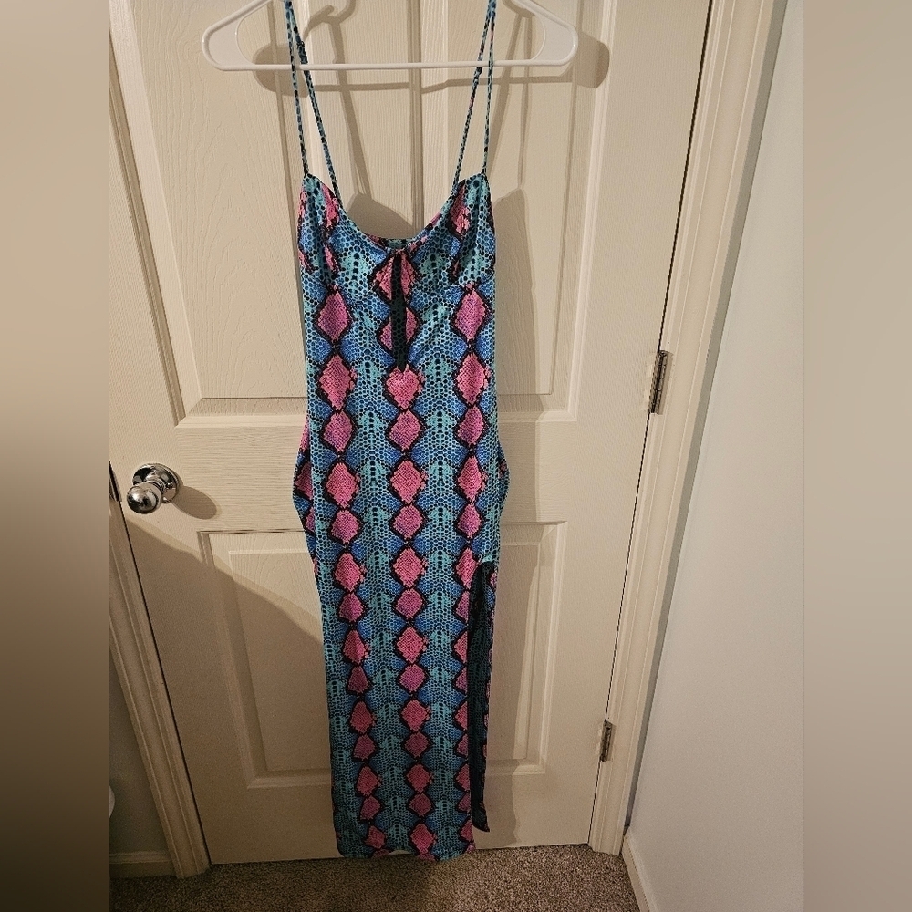 AFRM Pink Blue Stretchy Maxi Dress Size Estimate M/L
